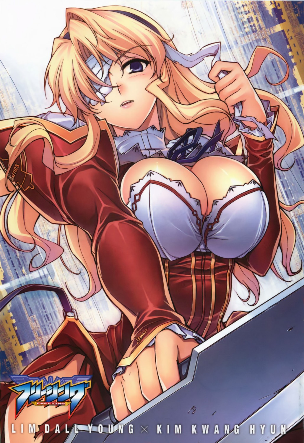 bandages cleavage freezing jpeg_artifacts kim_kwang-hyun satellizer_el_bridget seifuku weapon