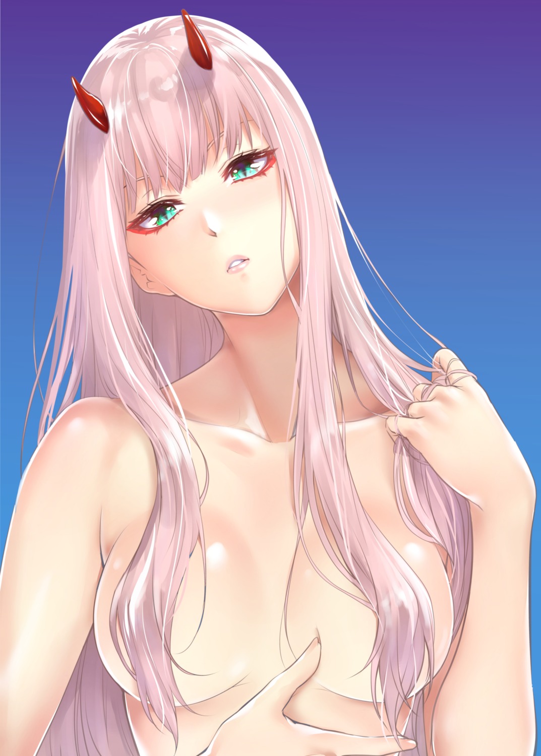 darling_in_the_franxx horns naked zero_two_(darling_in_the_franxx) zucchini