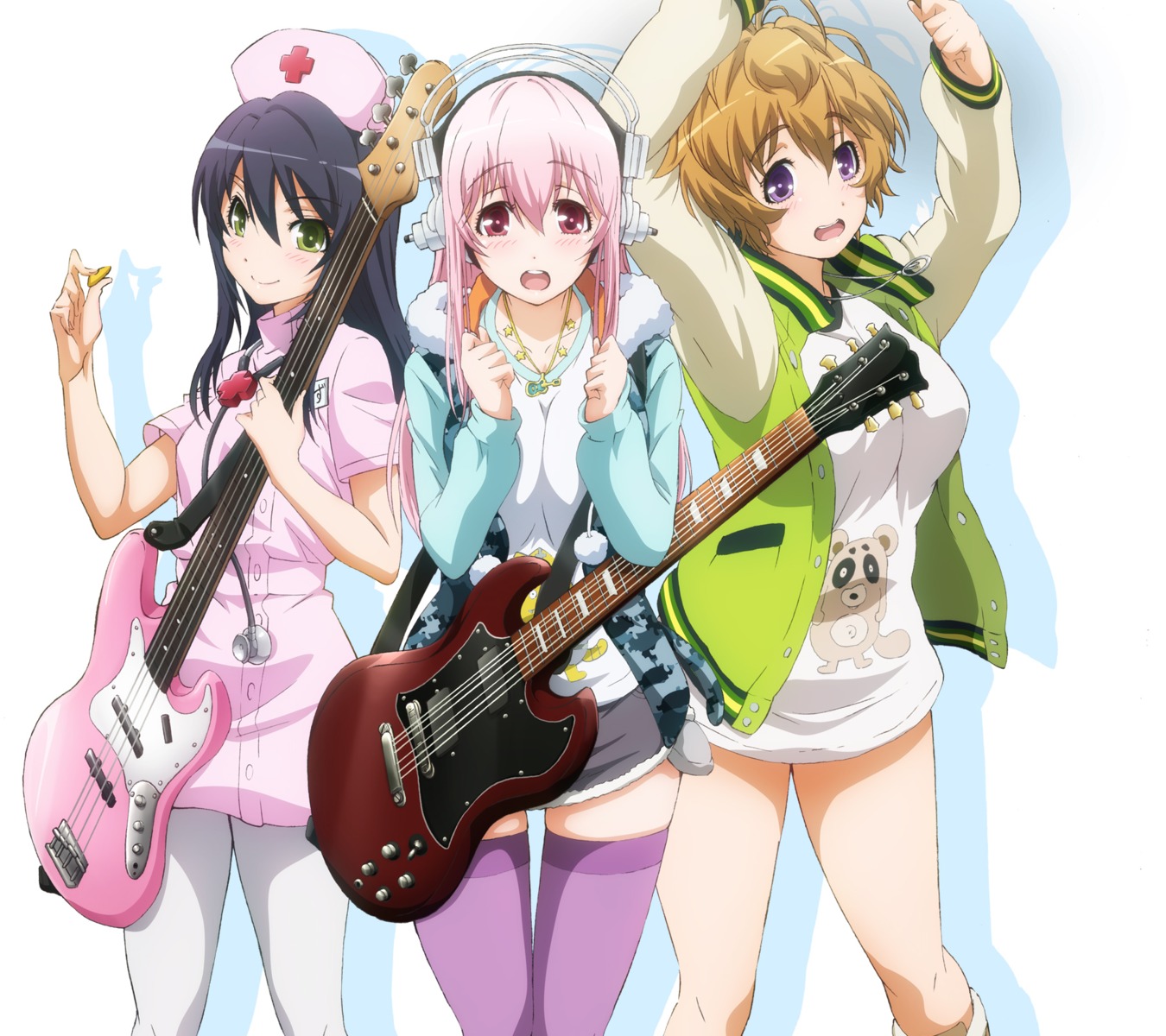 fujimi_suzu guitar headphones nurse sonico super_sonico tagme thighhighs watanuki_fuuri
