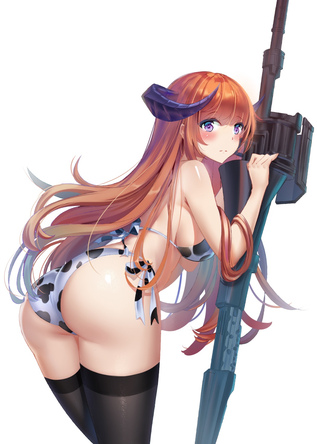 arknights ass bagpipe_(arknights) bra hong_bai horns pantsu string_panties thighhighs weapon