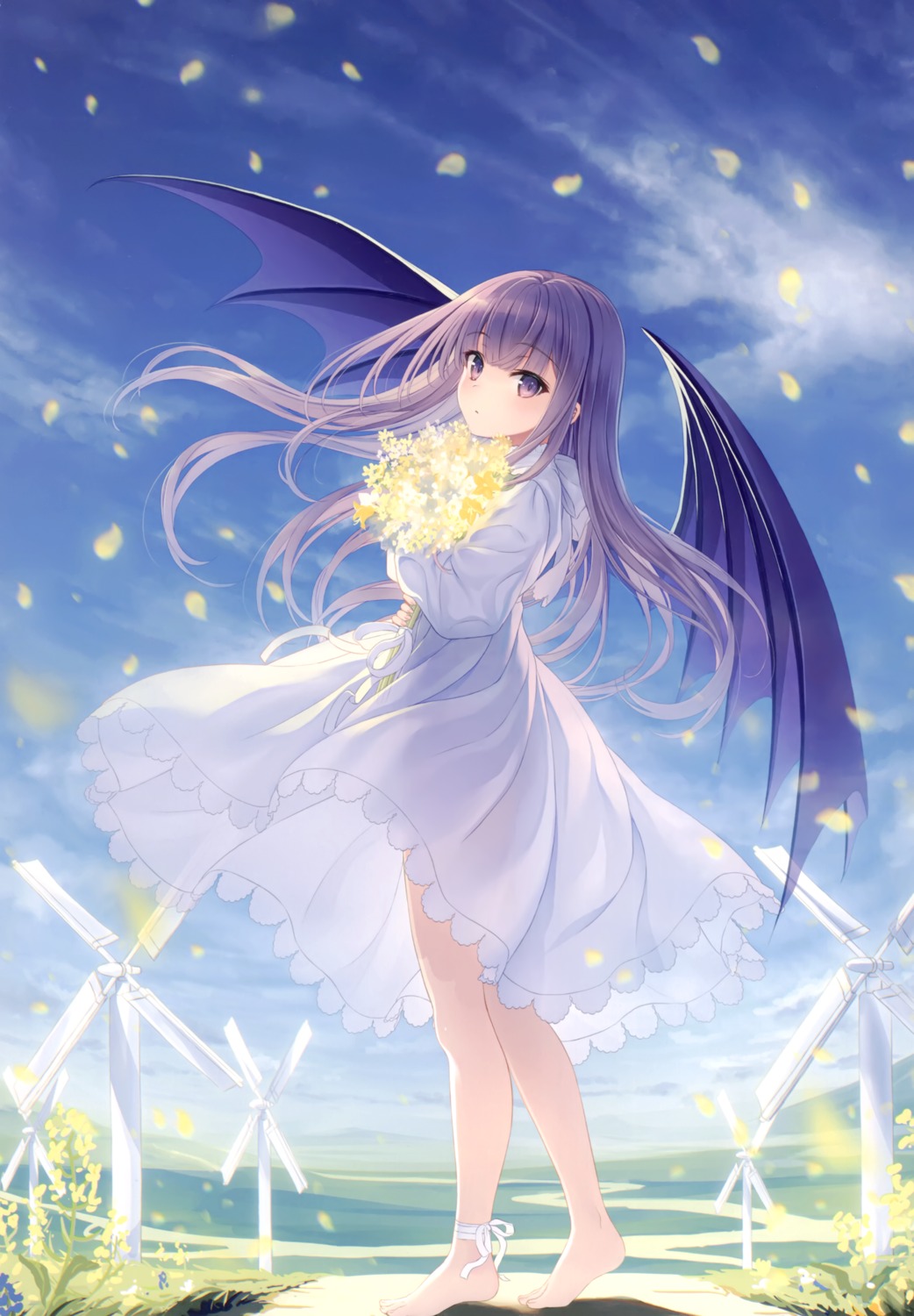 crown dress see_through skirt_lift summer_dress wings yashiro_seika