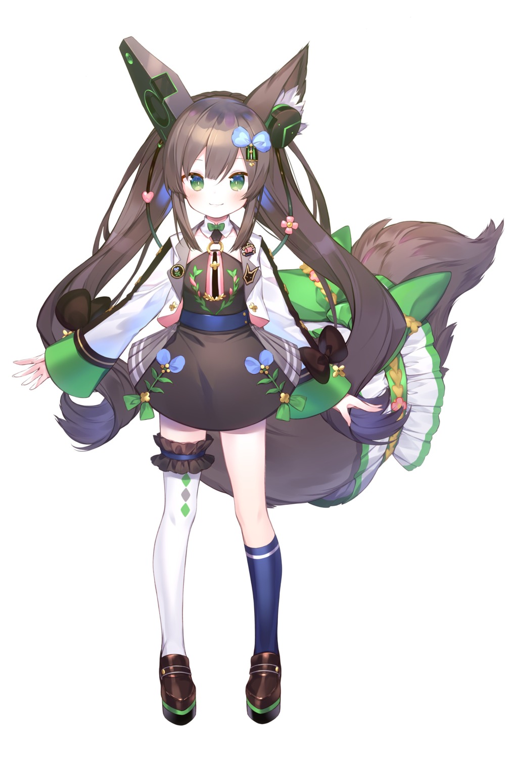 animal_ears chigusa_hana chigusa_hana_channel garter headphones kitsune tagme thighhighs