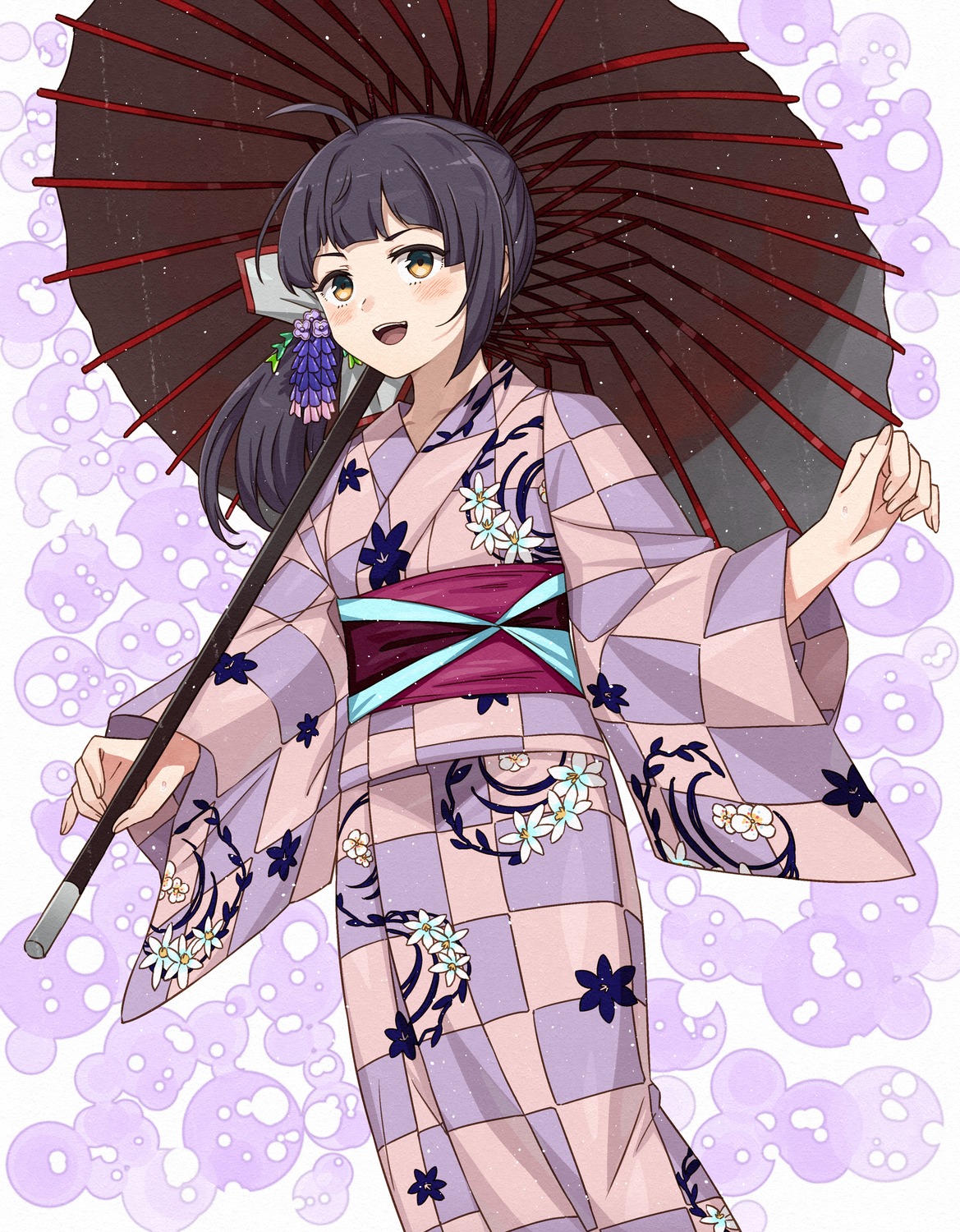 fujinami_(kancolle) kanmiya_shinobu kantai_collection kimono umbrella