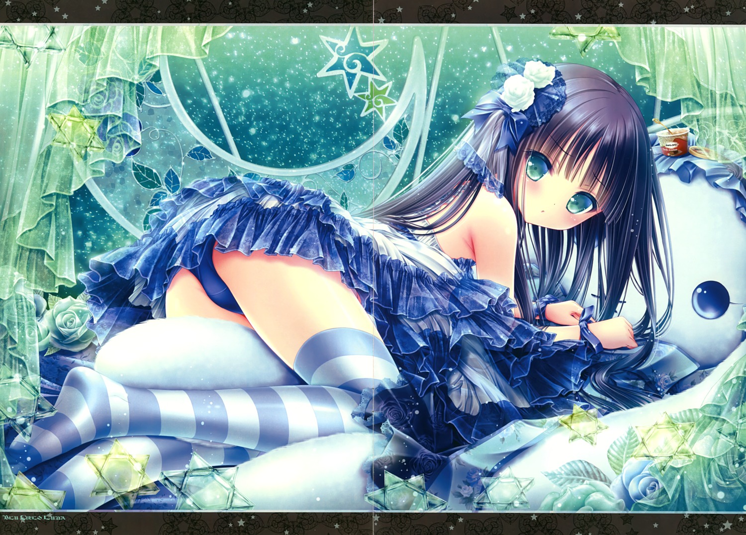 ass blucielo crease dress pantsu see_through thighhighs tinkle