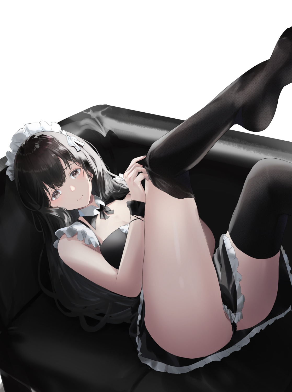 feet jenmin12 maid pantsu skirt_lift thighhighs undressing