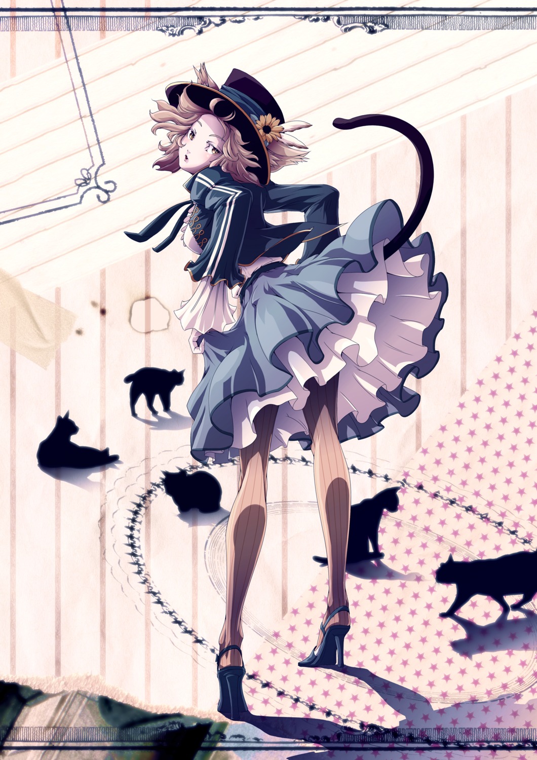 animal_ears mubouou_aasaa neko nekomimi pantyhose tail