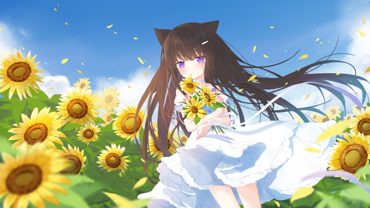 animal_ears dress fufumi skirt_lift