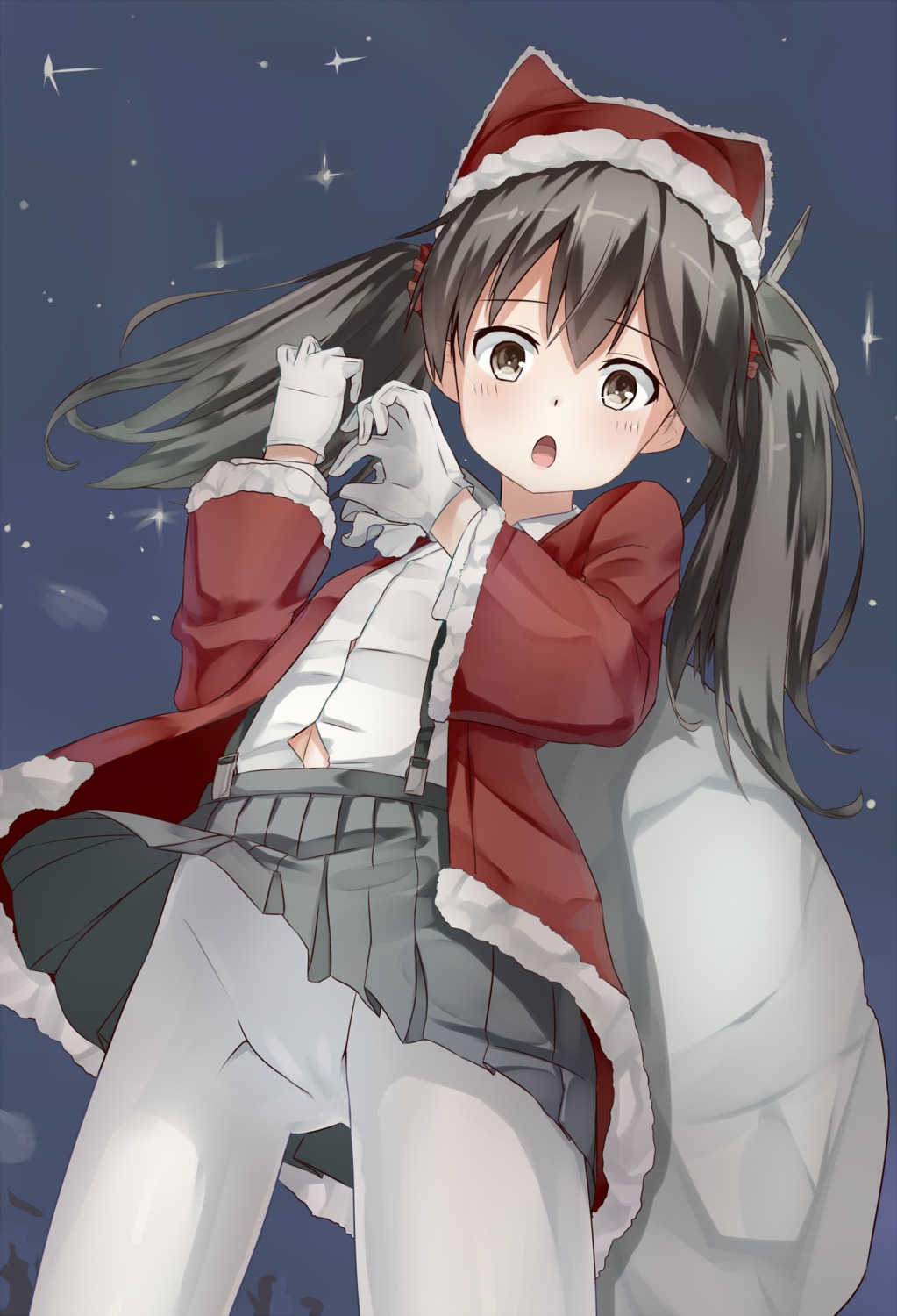 christmas kantai_collection pantyhose ruma_imaginary ryuujou_(kancolle) skirt_lift