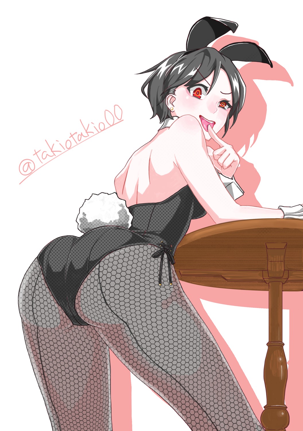 animal_ears ass bunny_ears bunny_girl fishnets no_bra pantyhose tagme tail