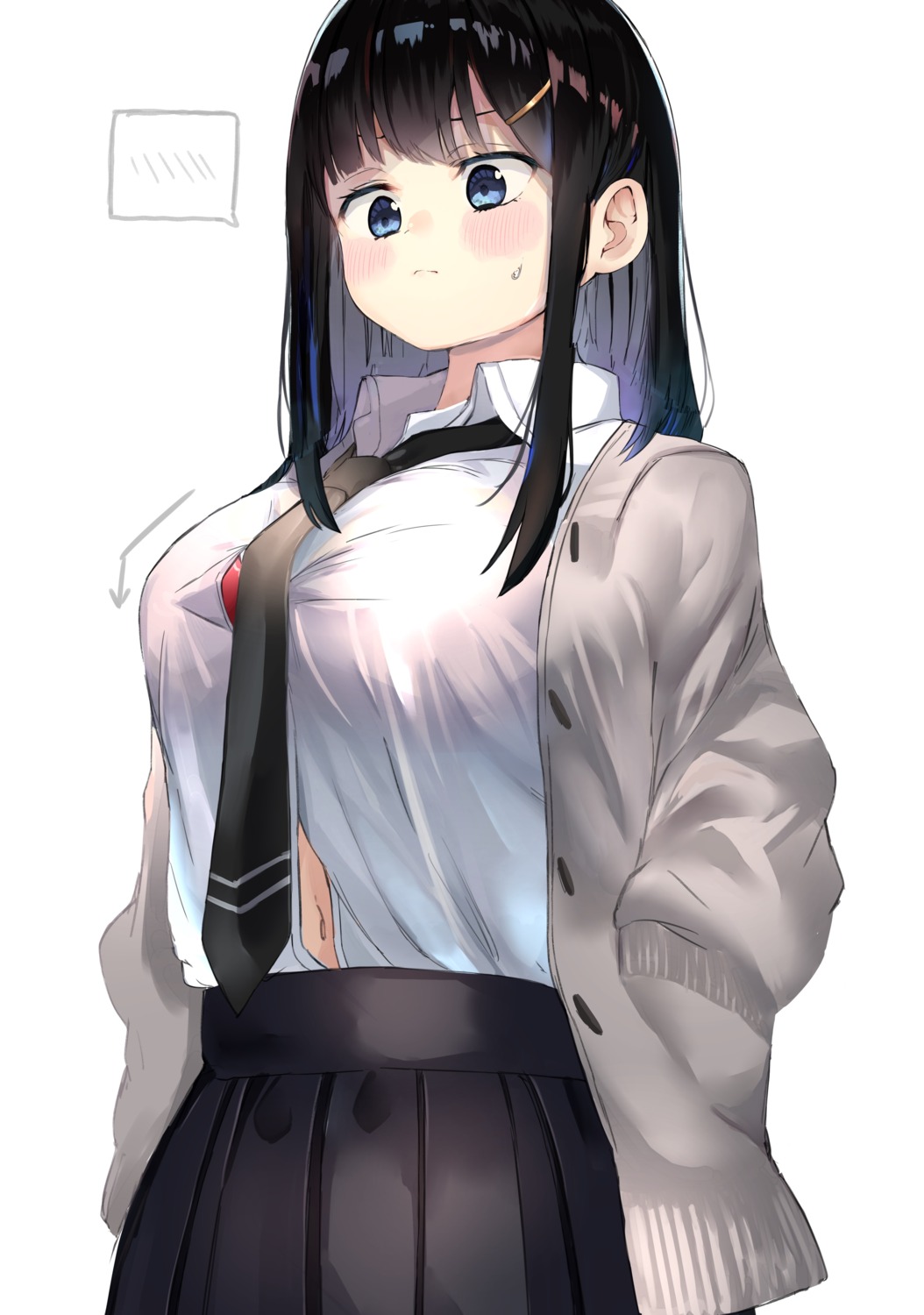 bra open_shirt ranf see_through seifuku sweater