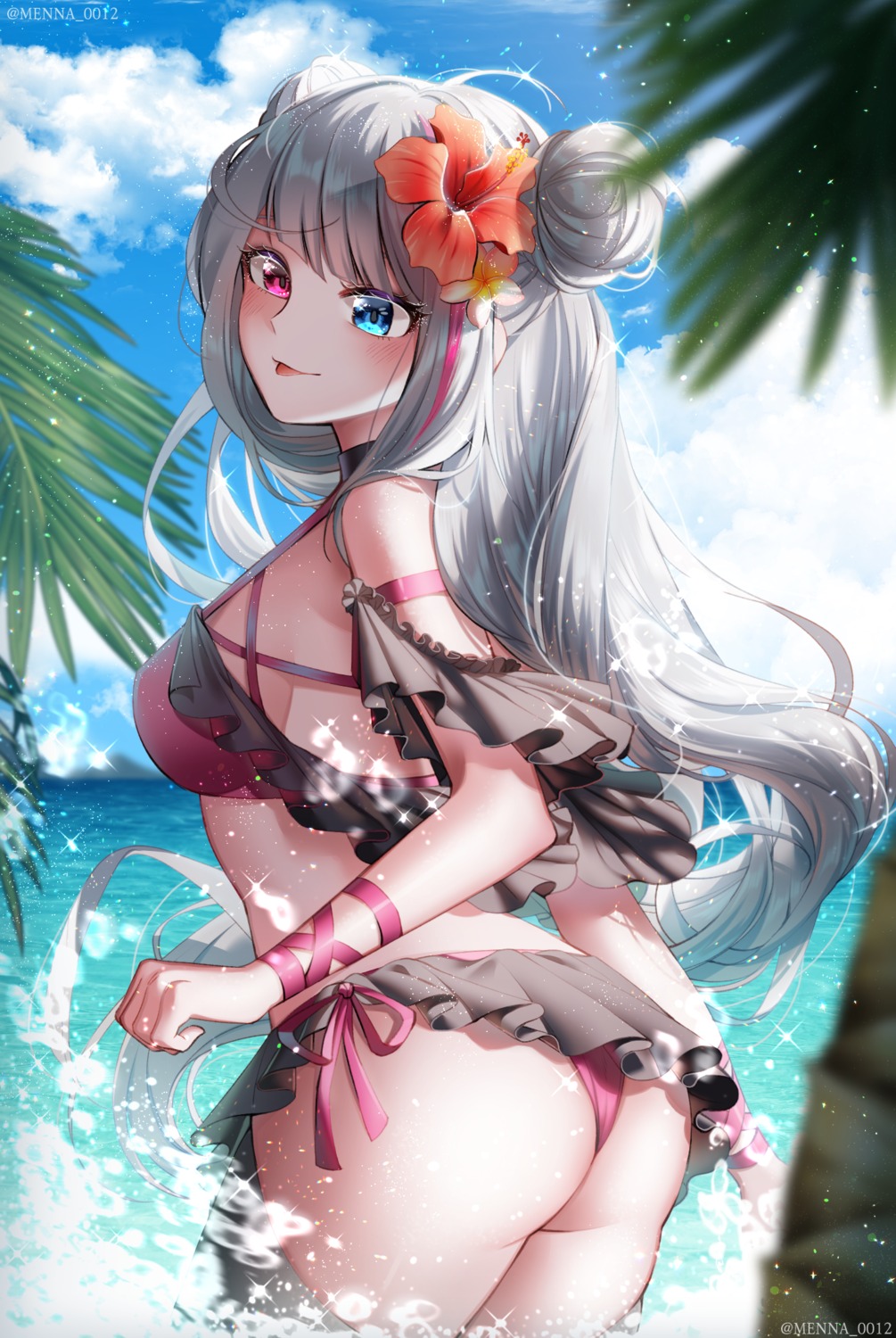 ass bikini girls_frontline heterochromia mdr_(girls_frontline) menna_(0012) swimsuits thong wet