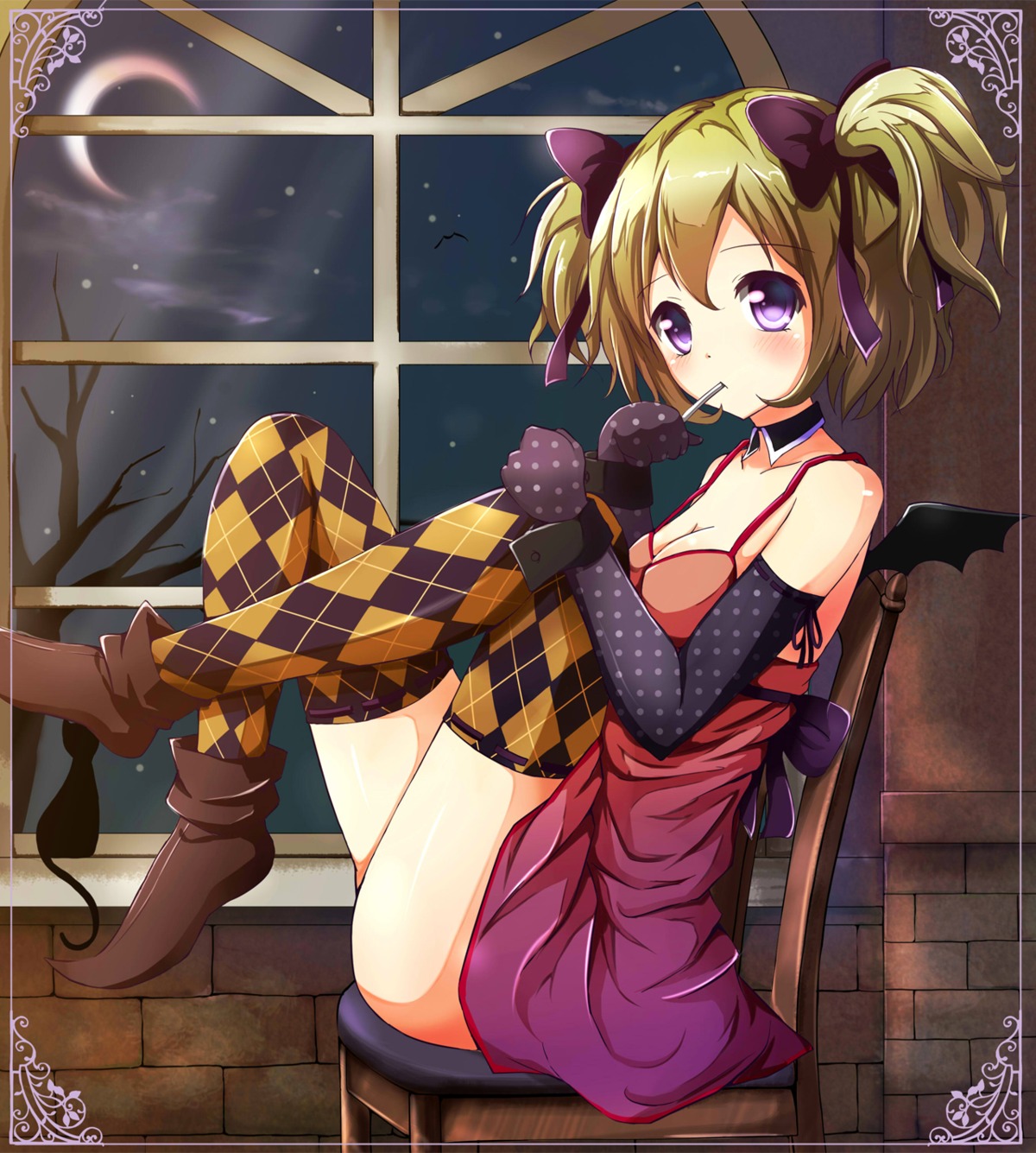 cleavage dress ok-ray thighhighs wings