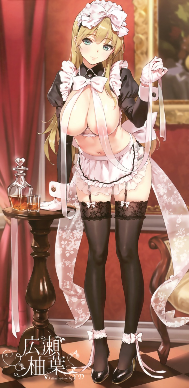 areola heels maid no_bra see_through stockings tagme thighhighs yd_(orange_maru)