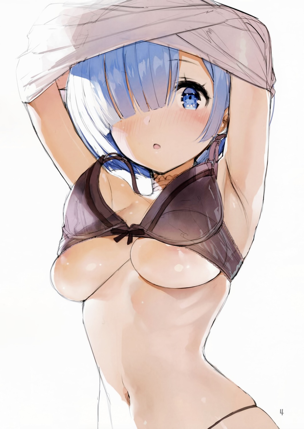 areola bra gaou macaron_taitei pantsu re_zero_kara_hajimeru_isekai_seikatsu rem_(re_zero) screening see_through underboob undressing