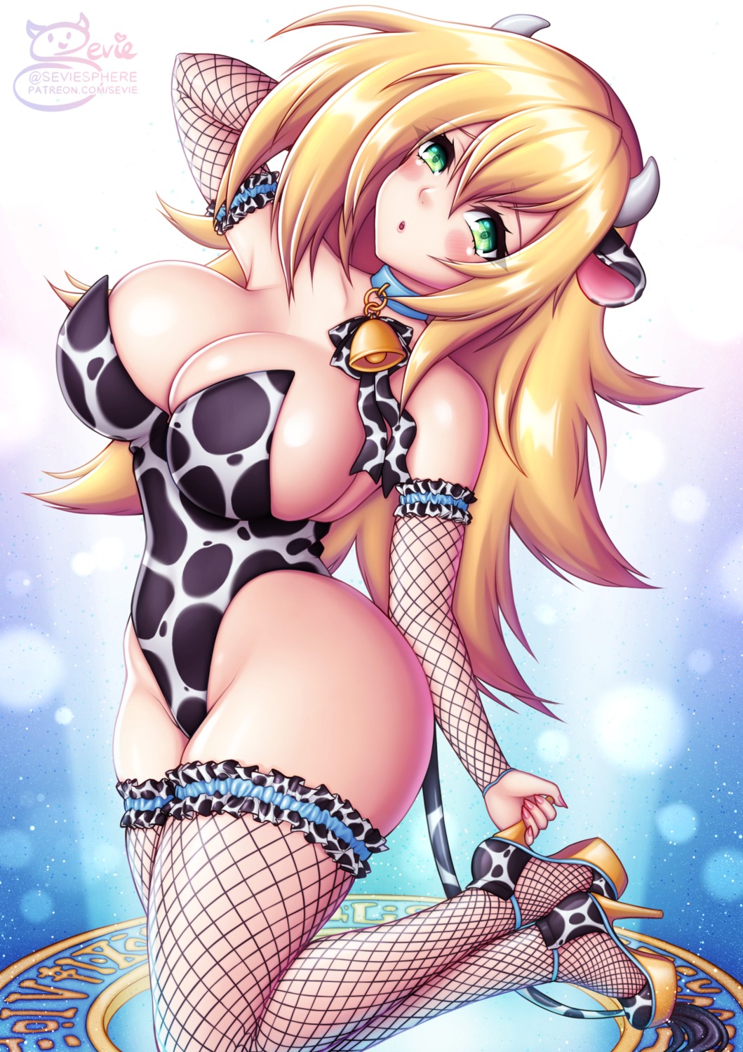 animal_ears dark_magician_girl fishnets heels horns leotard no_bra sevie tail thighhighs yugioh