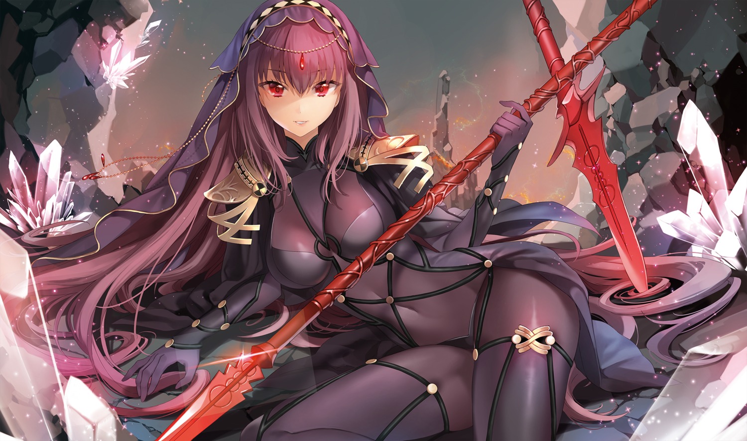 bodysuit fate/grand_order ice_(ice_aptx) scathach_(fate/grand_order) weapon