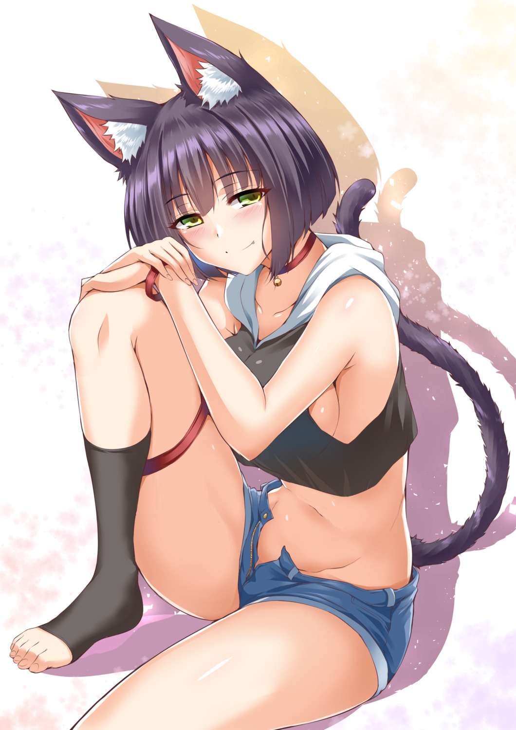 animal_ears garter nekoi_hikaru nekomimi no_bra nopan tail thighhighs