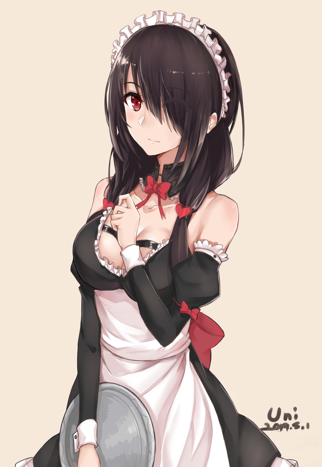 breast_hold cleavage date_a_live maid tokisaki_kurumi unique