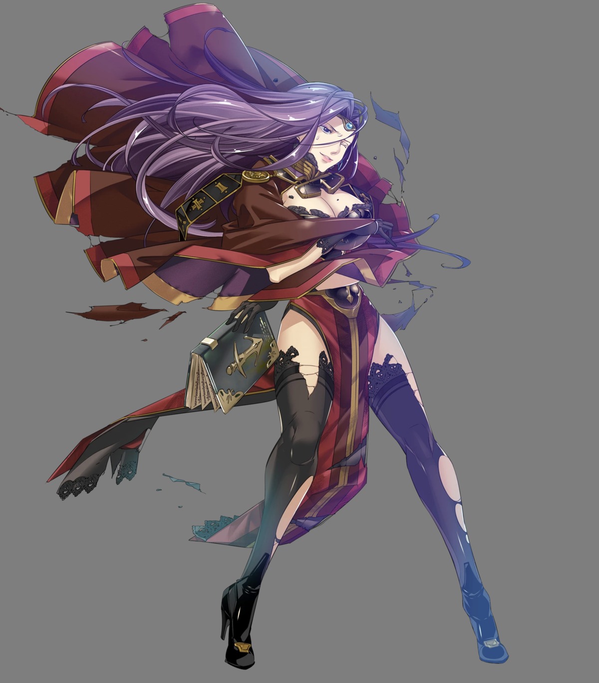 breast_hold cleavage duplicate fire_emblem fire_emblem_echoes fire_emblem_heroes heels nintendo sonya_(fire_emblem) thighhighs torn_clothes transparent_png yura