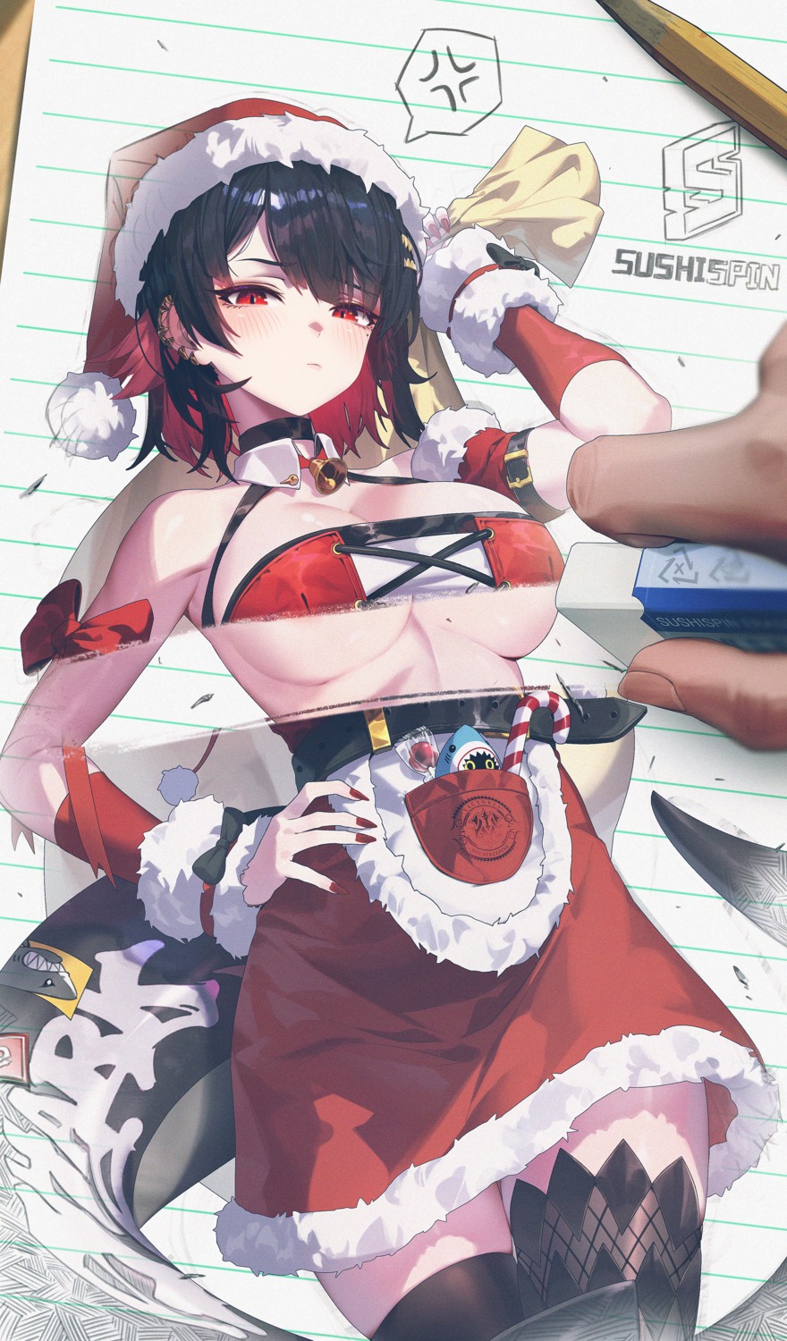 christmas ellen_joe no_bra sushispin tail thighhighs zenless_zone_zero