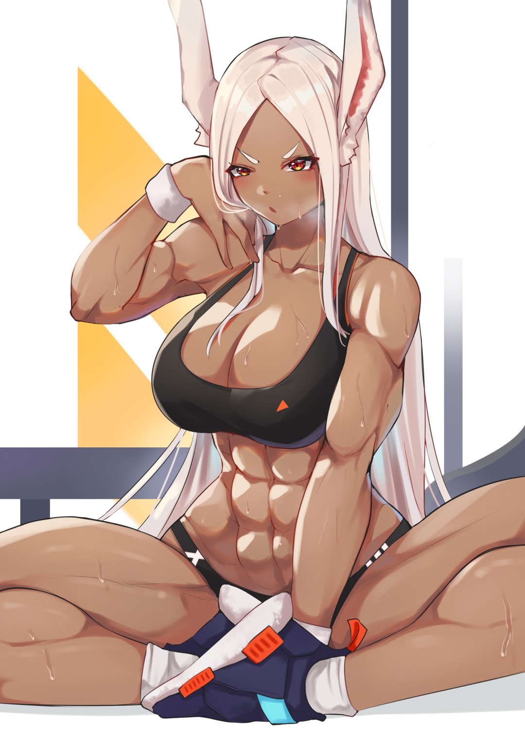 animal_ears boku_no_hero_academia bra bunny_ears cromwellb gym_uniform usagiyama_rumi