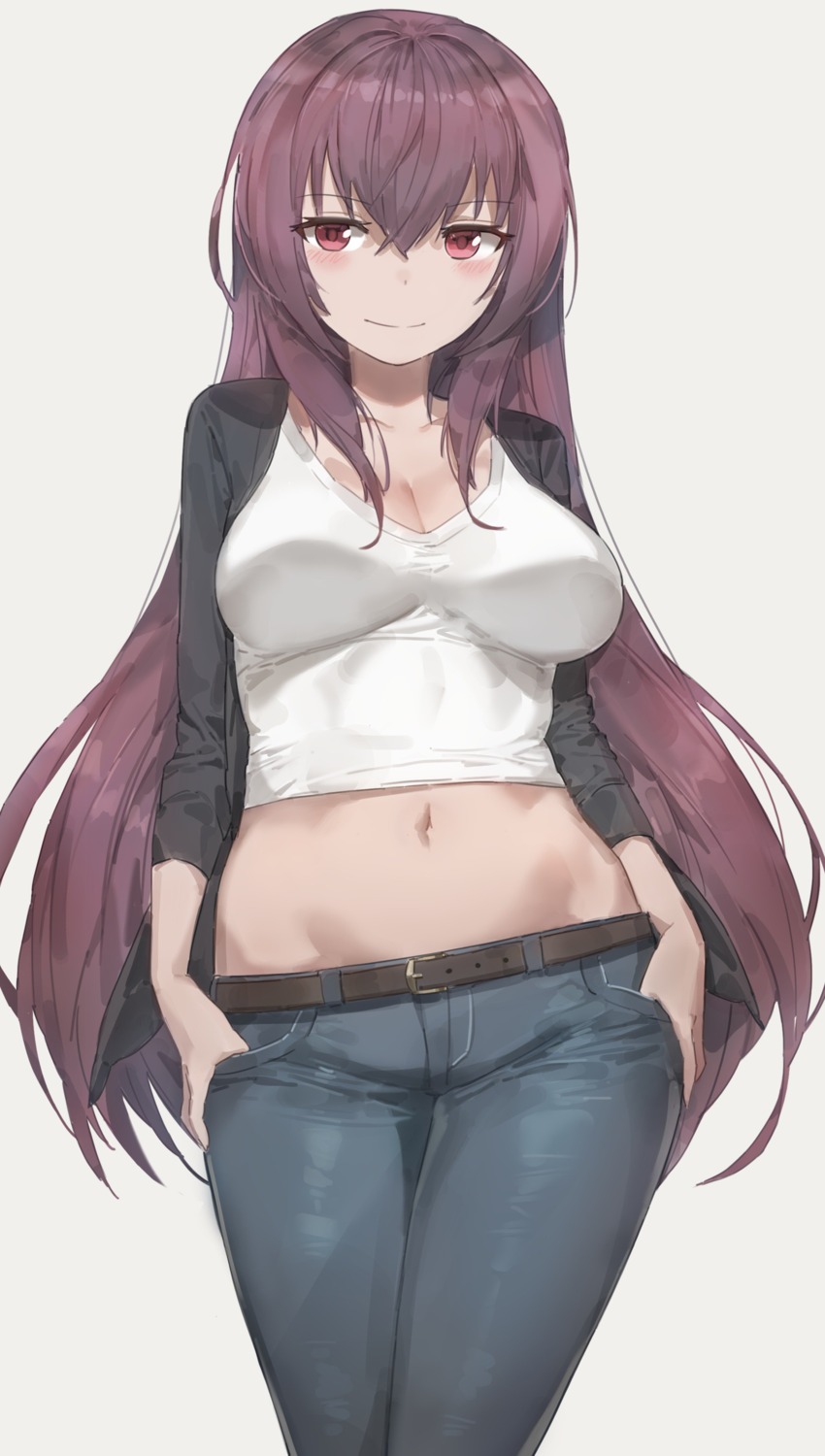 cleavage fate/grand_order free_style_(yohan1754) open_shirt scathach_(fate/grand_order)