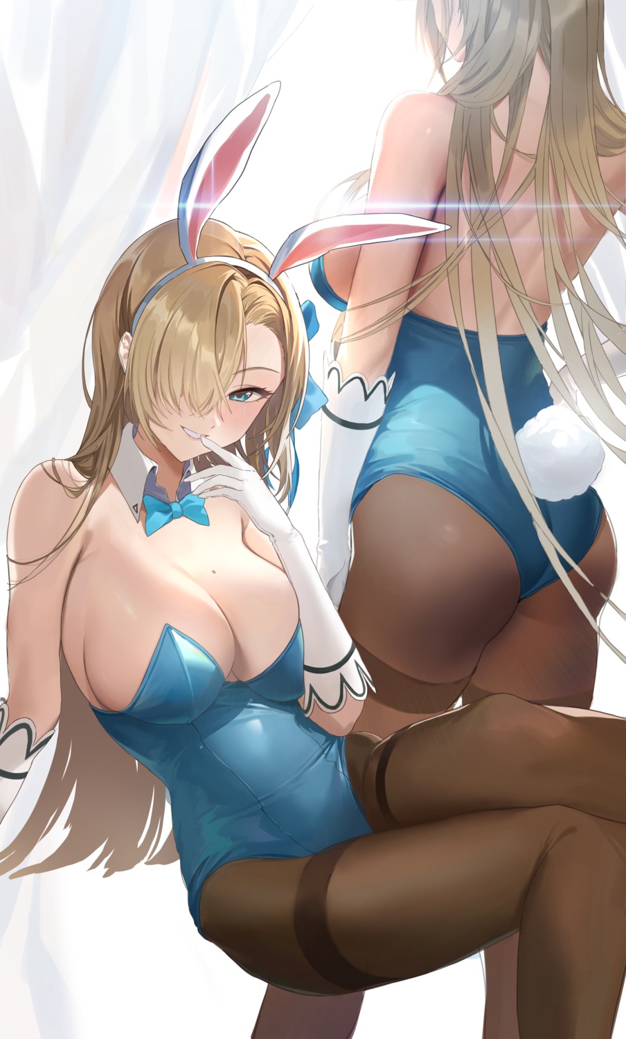 animal_ears ass blue_archive bunny_ears bunny_girl ichinose_asuna moon_(yfsp7823) no_bra pantyhose tail