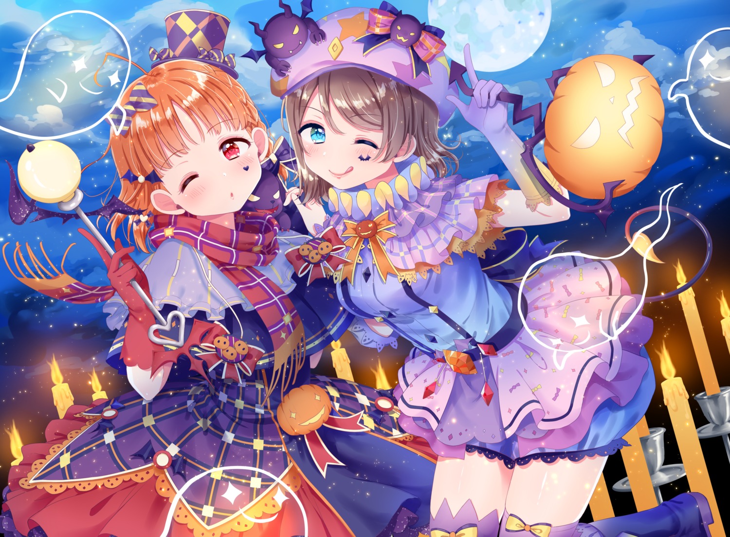 dress halloween hina_(hinalovesugita) love_live!_(series) love_live!_sunshine!! tail takami_chika thighhighs watanabe_you