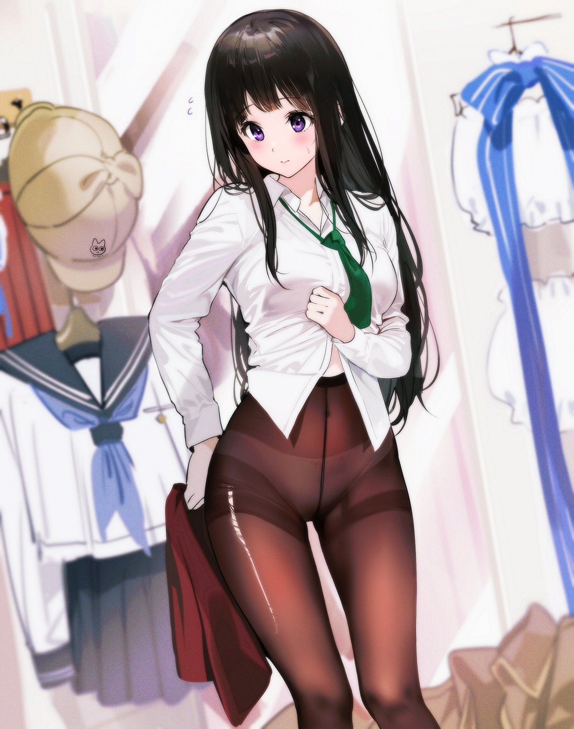 chitanda_eru hyouka mery_(yangmalgage) pantsu pantyhose see_through seifuku