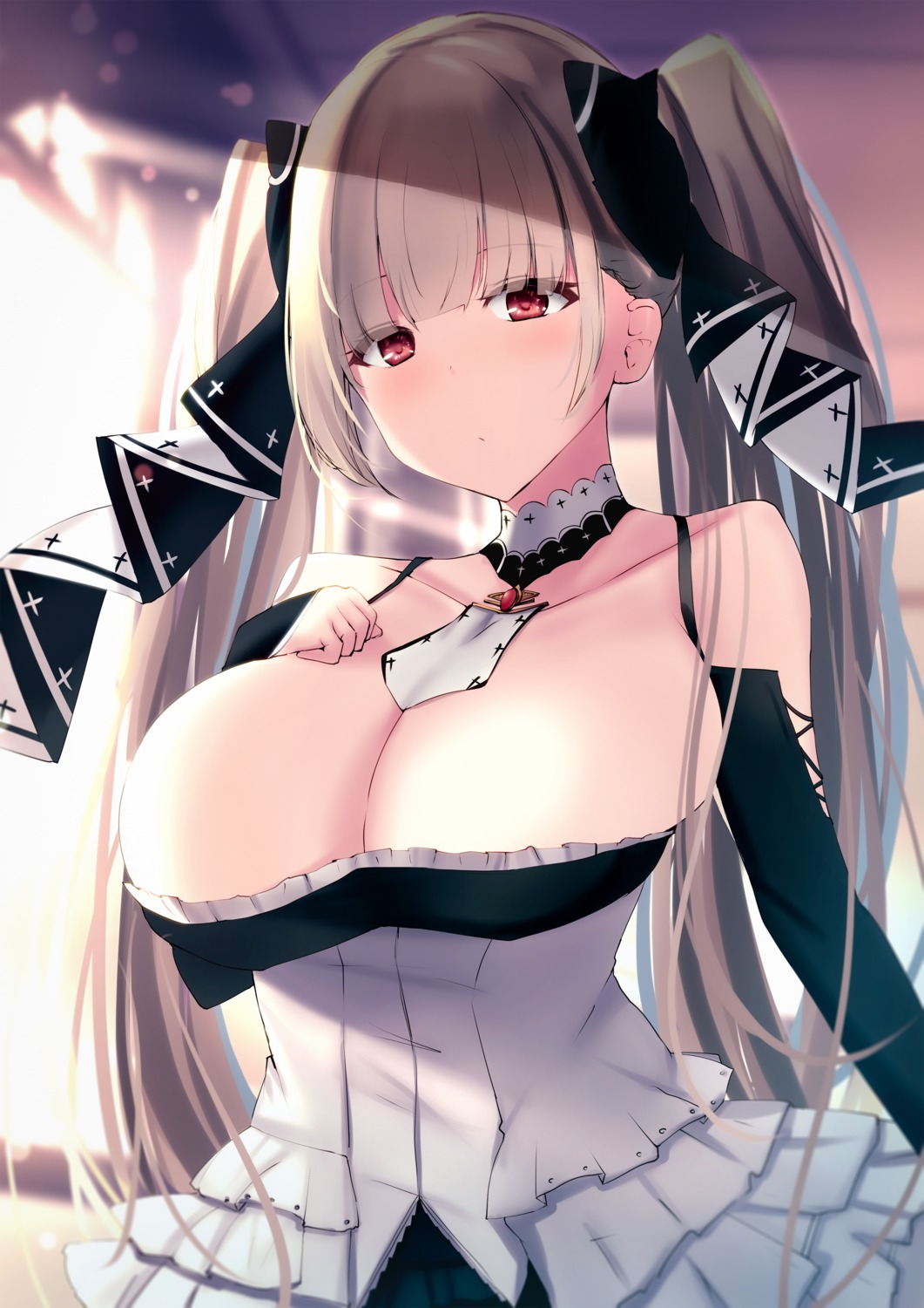 azur_lane breasts cleavage formidable_(azur_lane) gothic_lolita liya lolita_fashion no_bra