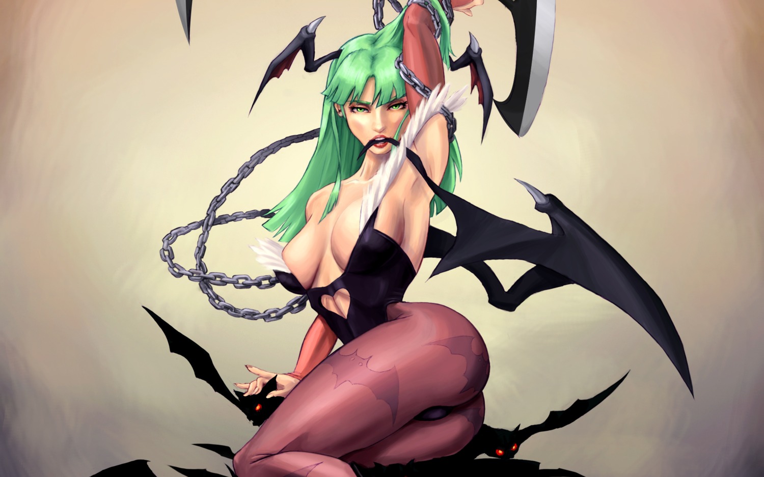 ass capcom cleavage dark_stalkers leotard morrigan_aensland pantyhose tagme thong wings