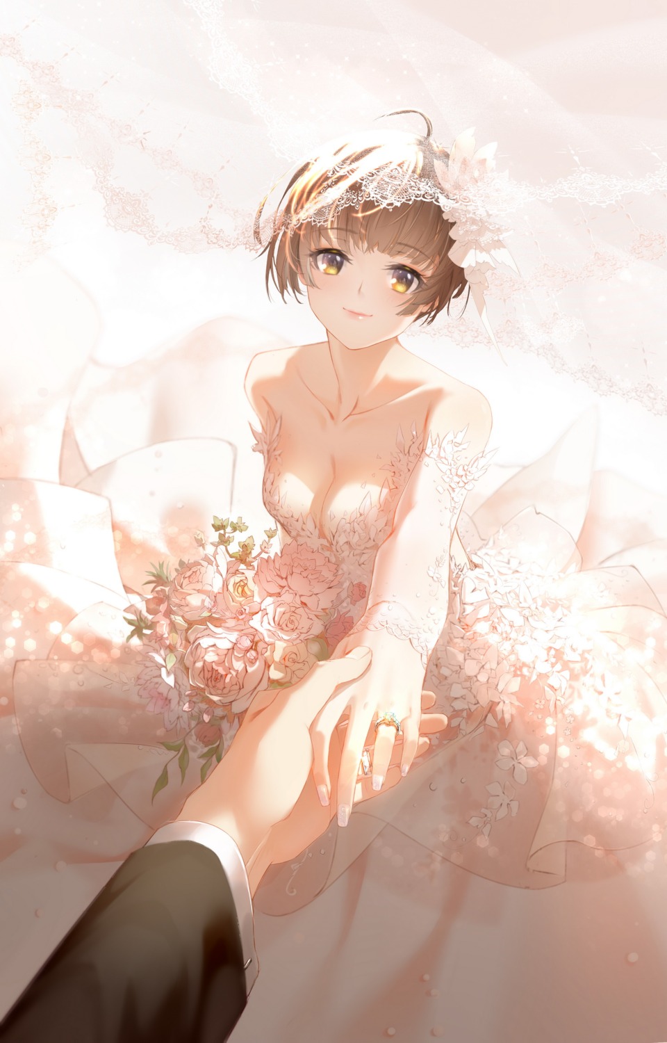 catcan cleavage dress no_bra psycho-pass tsunemori_akane wedding_dress