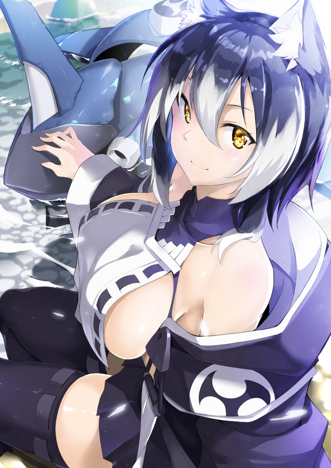 animal_ears jie_laite no_bra thighhighs