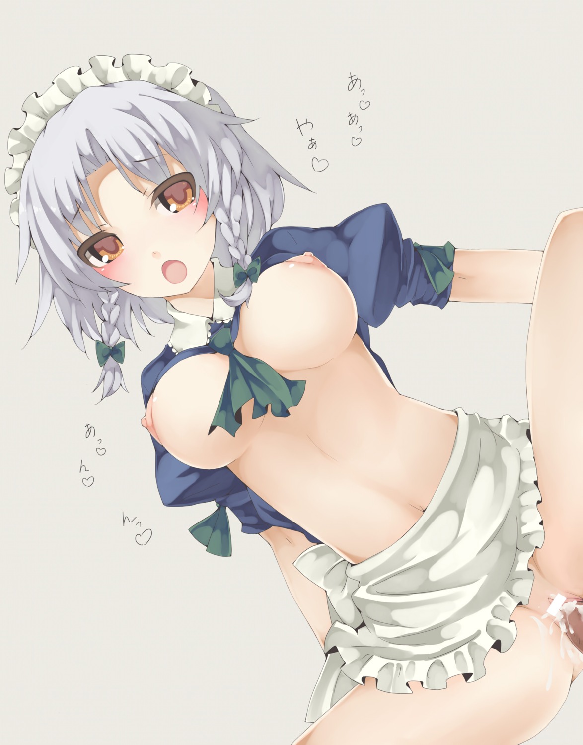 breasts censored izayoi_sakuya kaya_(marble_cube) marble_cube nipples nopan penis sex shirt_lift tonta touhou