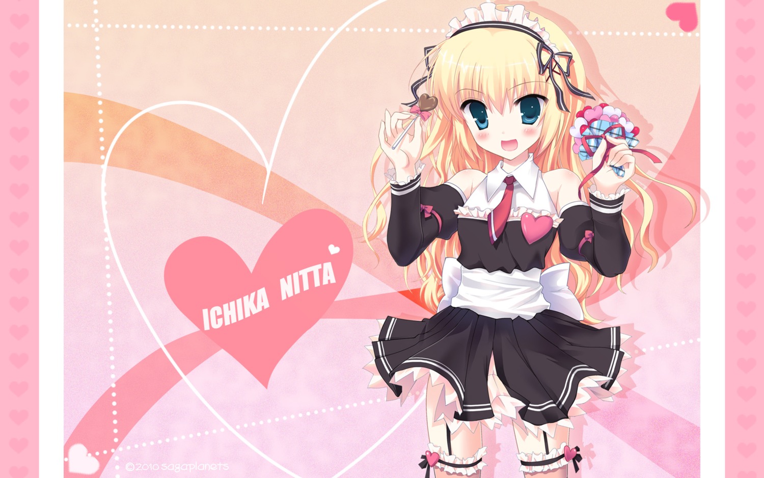 chimaro kisaragi_gold_star maid nitta_ichika saga_planets stockings thighhighs valentine wallpaper