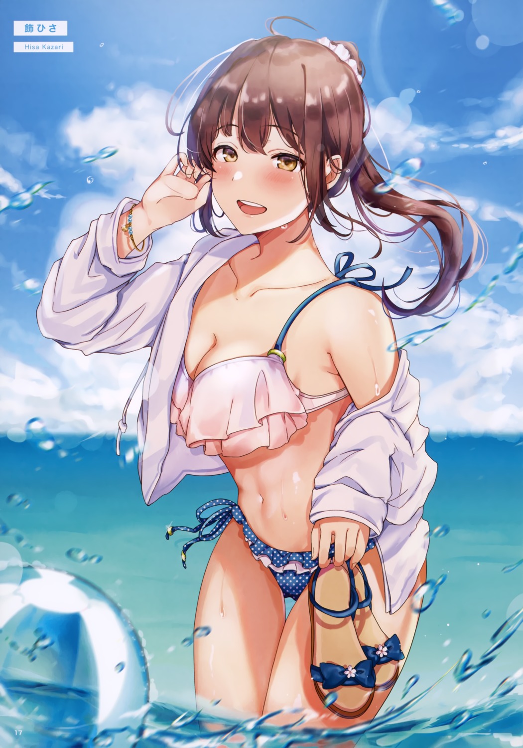 bikini kazari_hisa open_shirt swimsuits wet