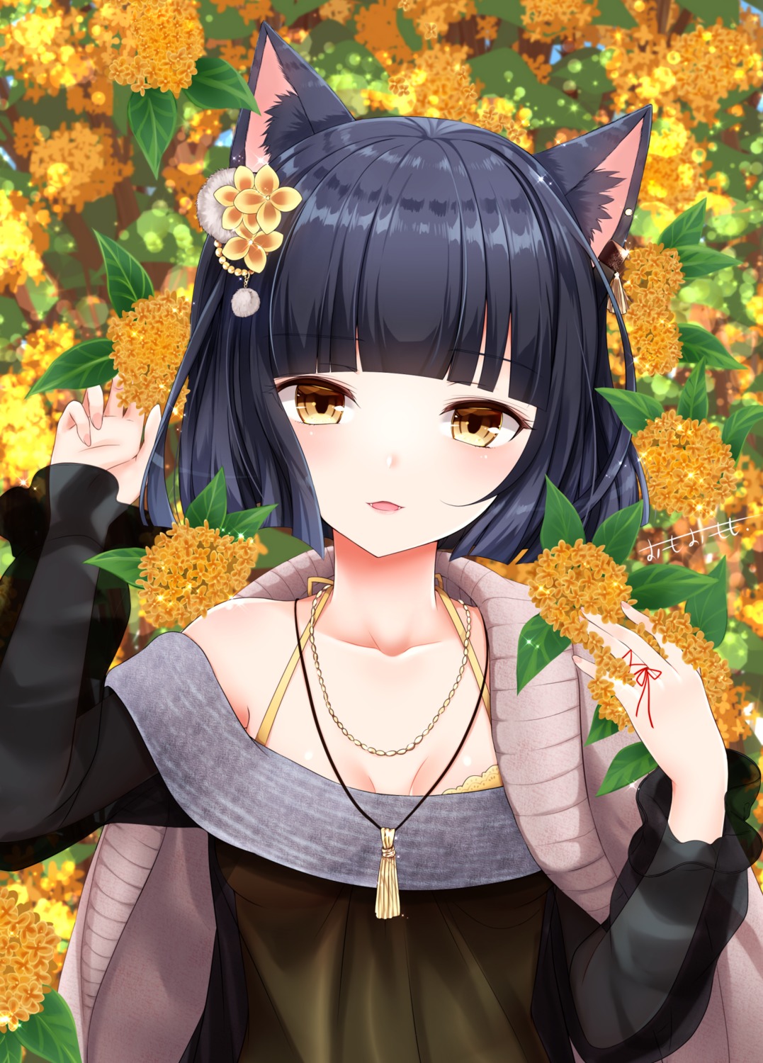 animal_ears cleavage nekomimi omoomomo