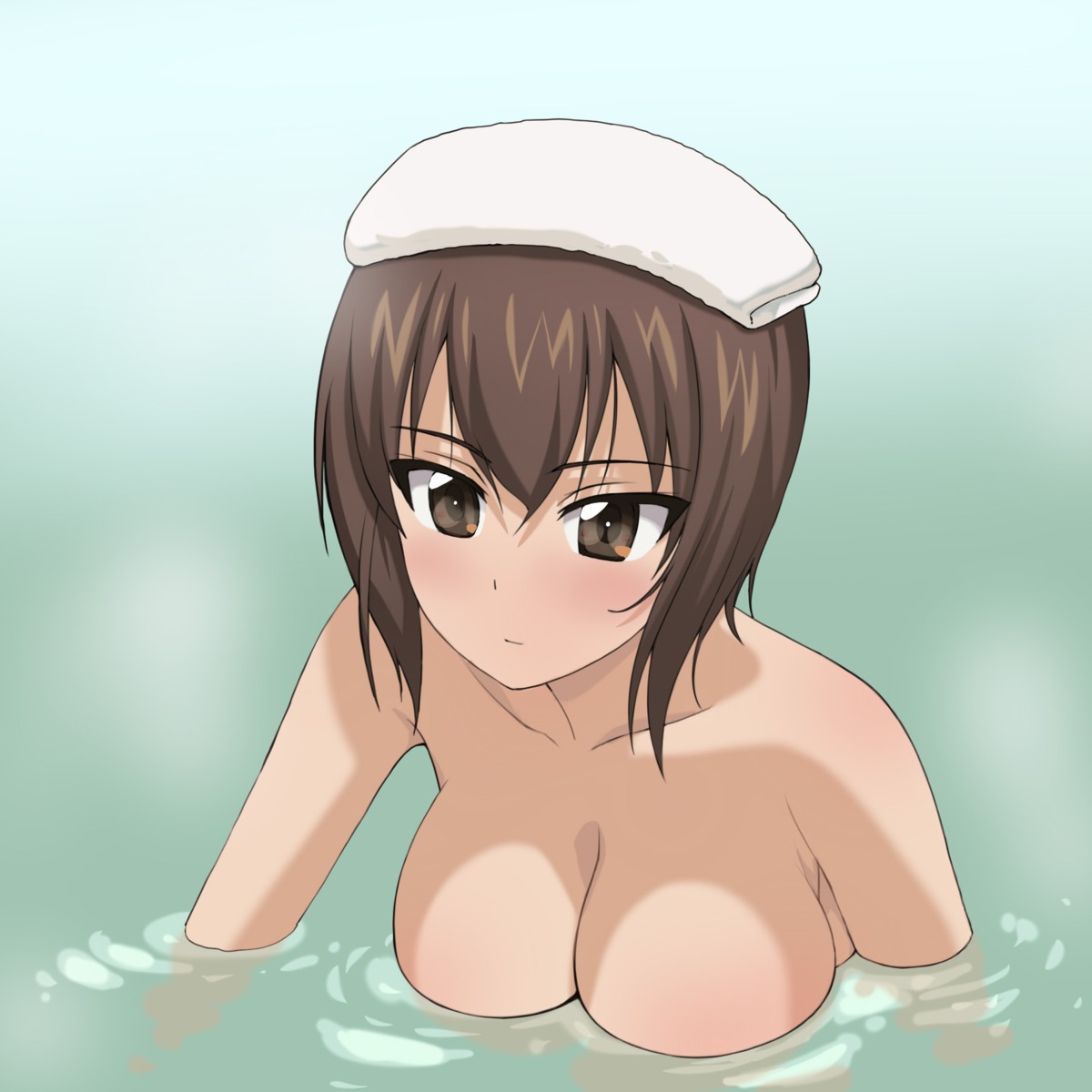 a1 bathing girls_und_panzer initial-g naked nishizumi_maho wet