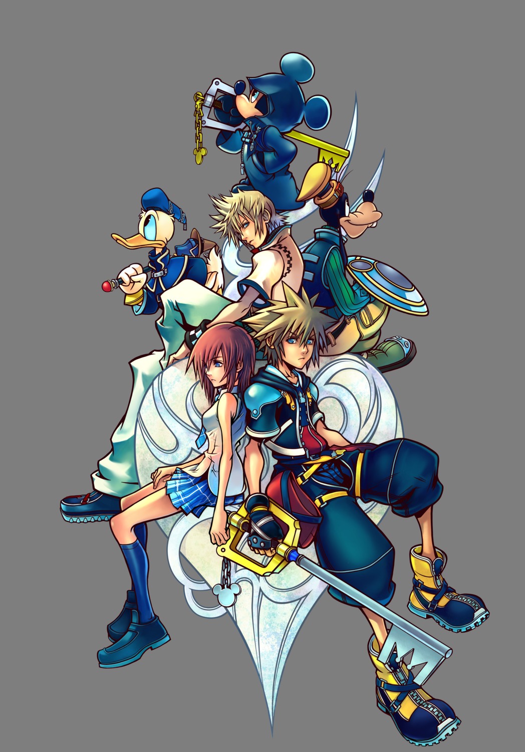 animal_ears donald_duck goofy kairi_(kingdom_hearts) kingdom_hearts mickey nomura_tetsuya roxas seifuku sora_(kingdom_hearts) square_enix sword transparent_png