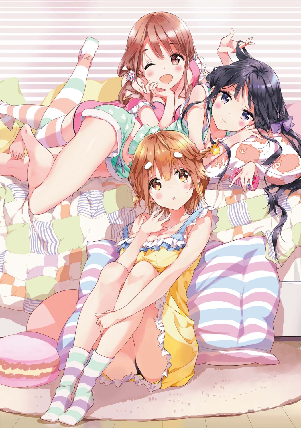 adagaki_aki cleavage dress fujinomiya_neko koiwai_yoshino masamune-kun_no_revenge pajama pantsu thighhighs tiv