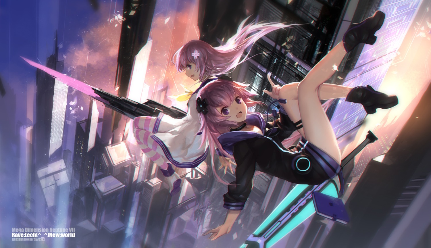 heels nepgear neptune neptune_(shinjigen_game_neptune_vii) seifuku shinjigen_game_neptune_vii swd3e2 sword thighhighs weapon