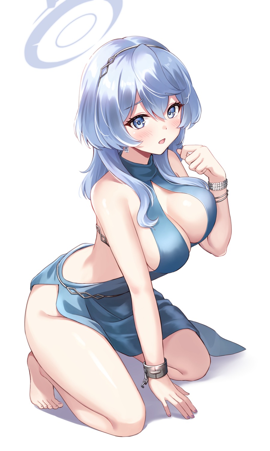 amau_ako blue_archive dress halo no_bra sebu_illust