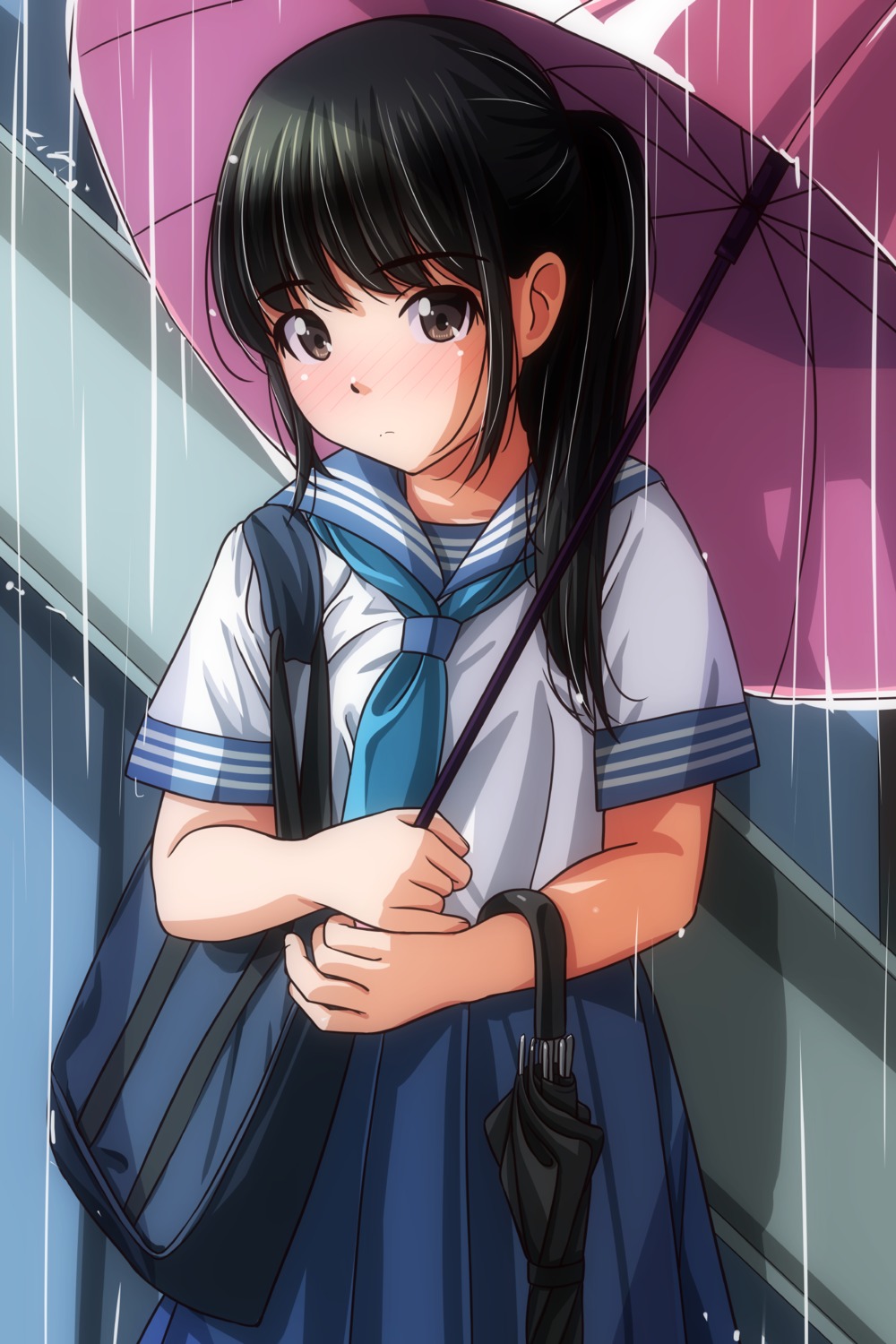 matsunaga_kouyou seifuku umbrella