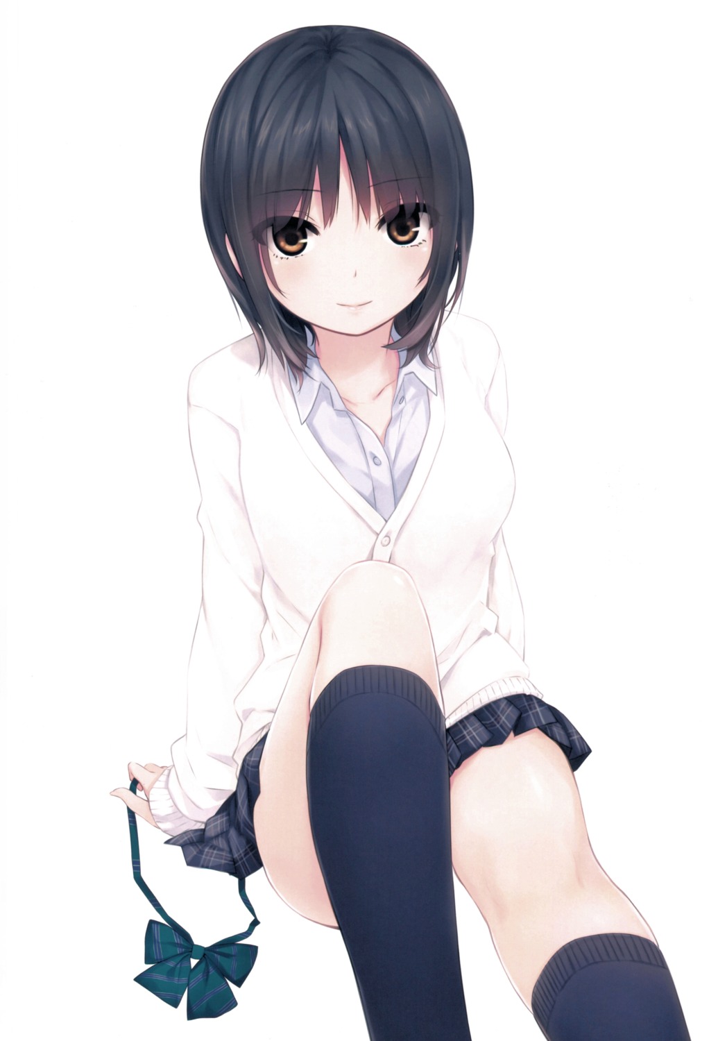 aoyama_sumika coffee-kizoku seifuku sweater thighhighs