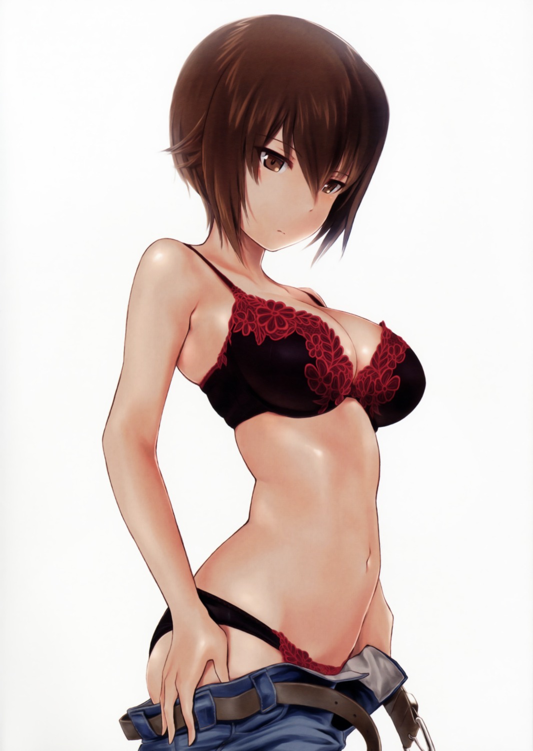 bra cleavage girls_und_panzer nishizumi_maho pantsu undressing wa_(genryusui)