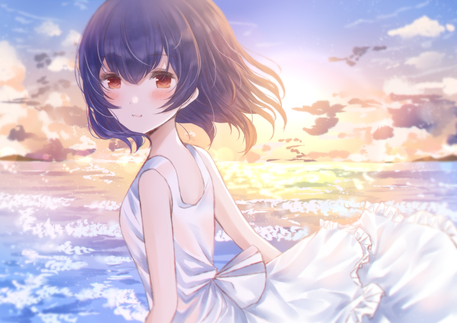 dress morino_rinze namamake see_through skirt_lift summer_dress the_idolm@ster the_idolm@ster_shiny_colors
