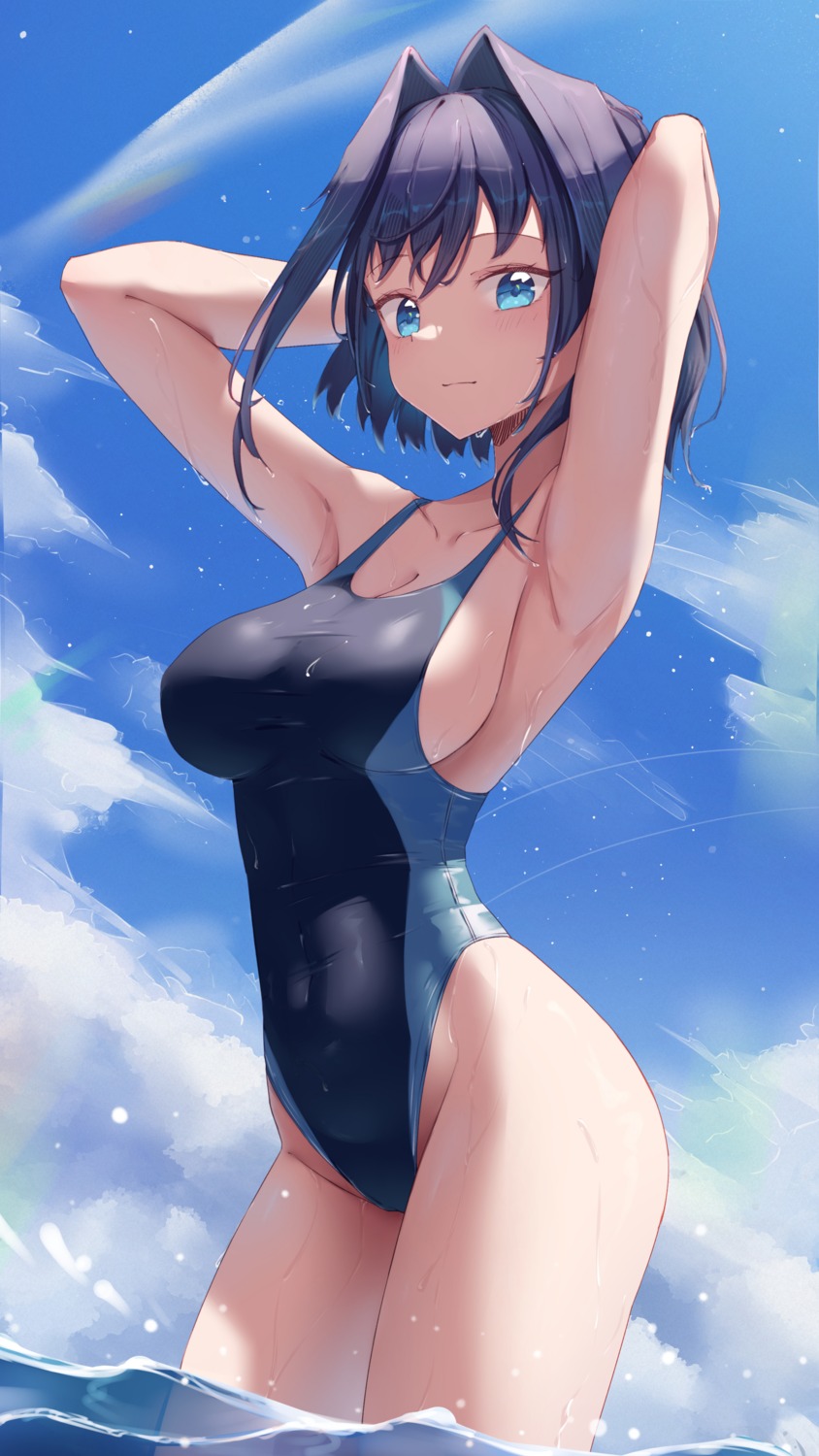 hololive hololive_english ouro_kronii shironekokfp swimsuits wet