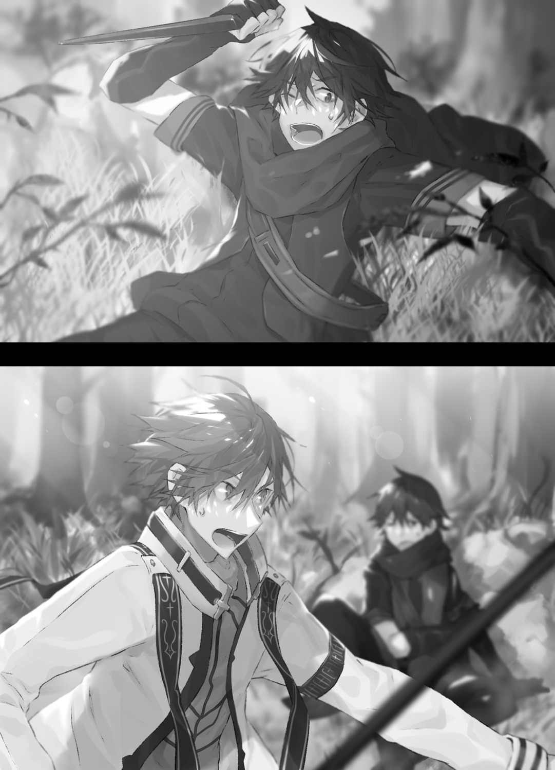 hai_to_gensou_no_grimgar monochrome shirai_eiri