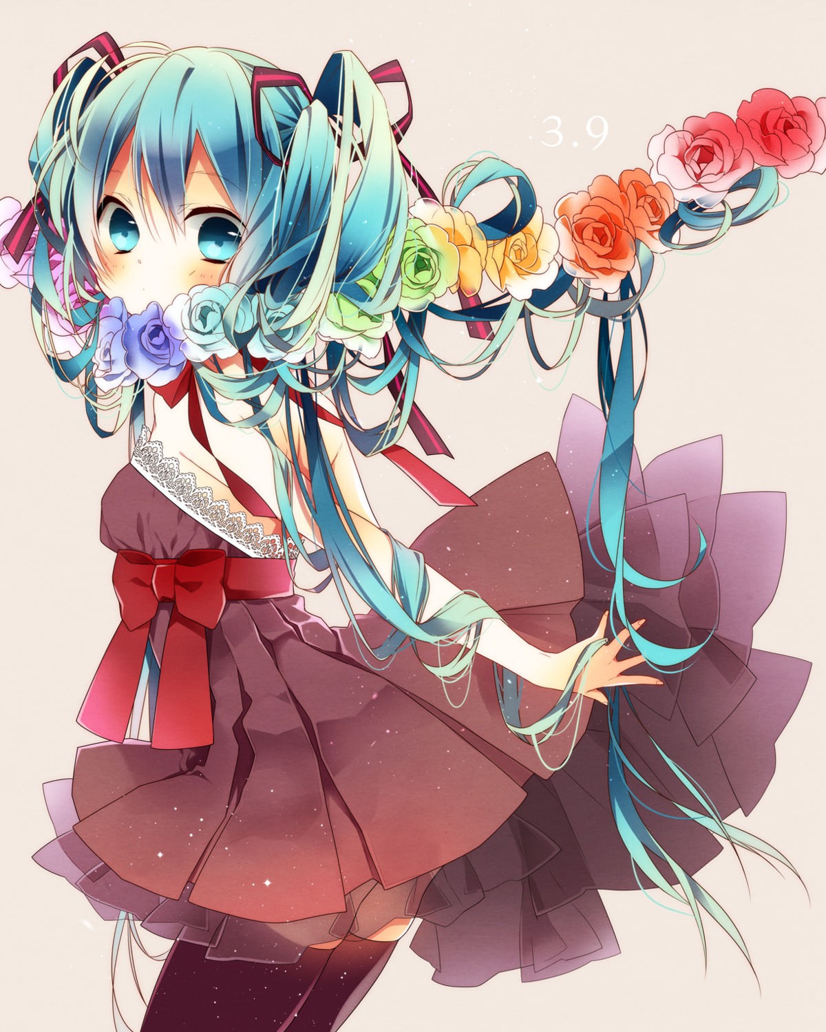 dress hatsune_miku naoto thighhighs vocaloid