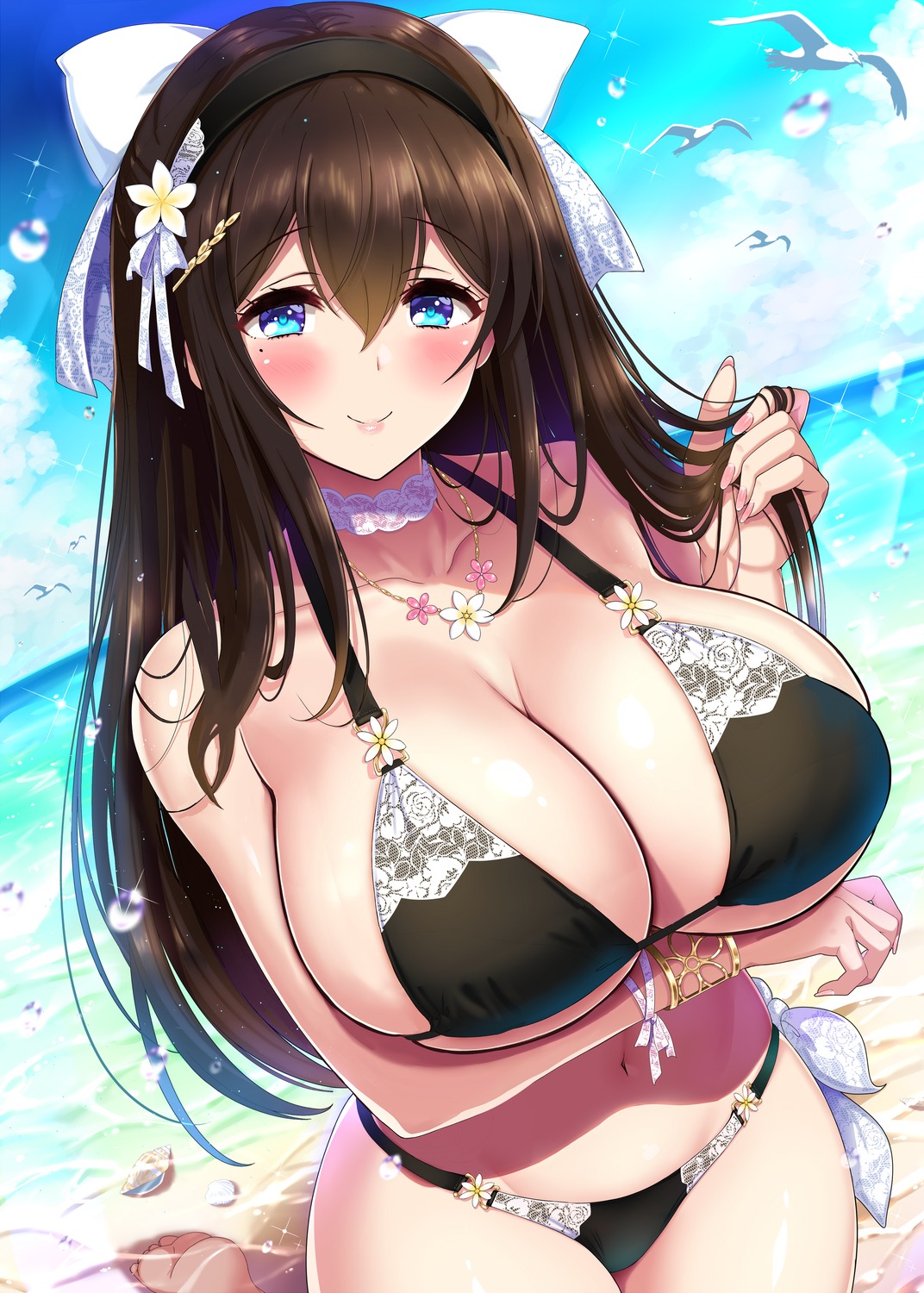 bikini breast_hold jewel_(the_black_canvas) sagisawa_fumika swimsuits the_idolm@ster the_idolm@ster_cinderella_girls